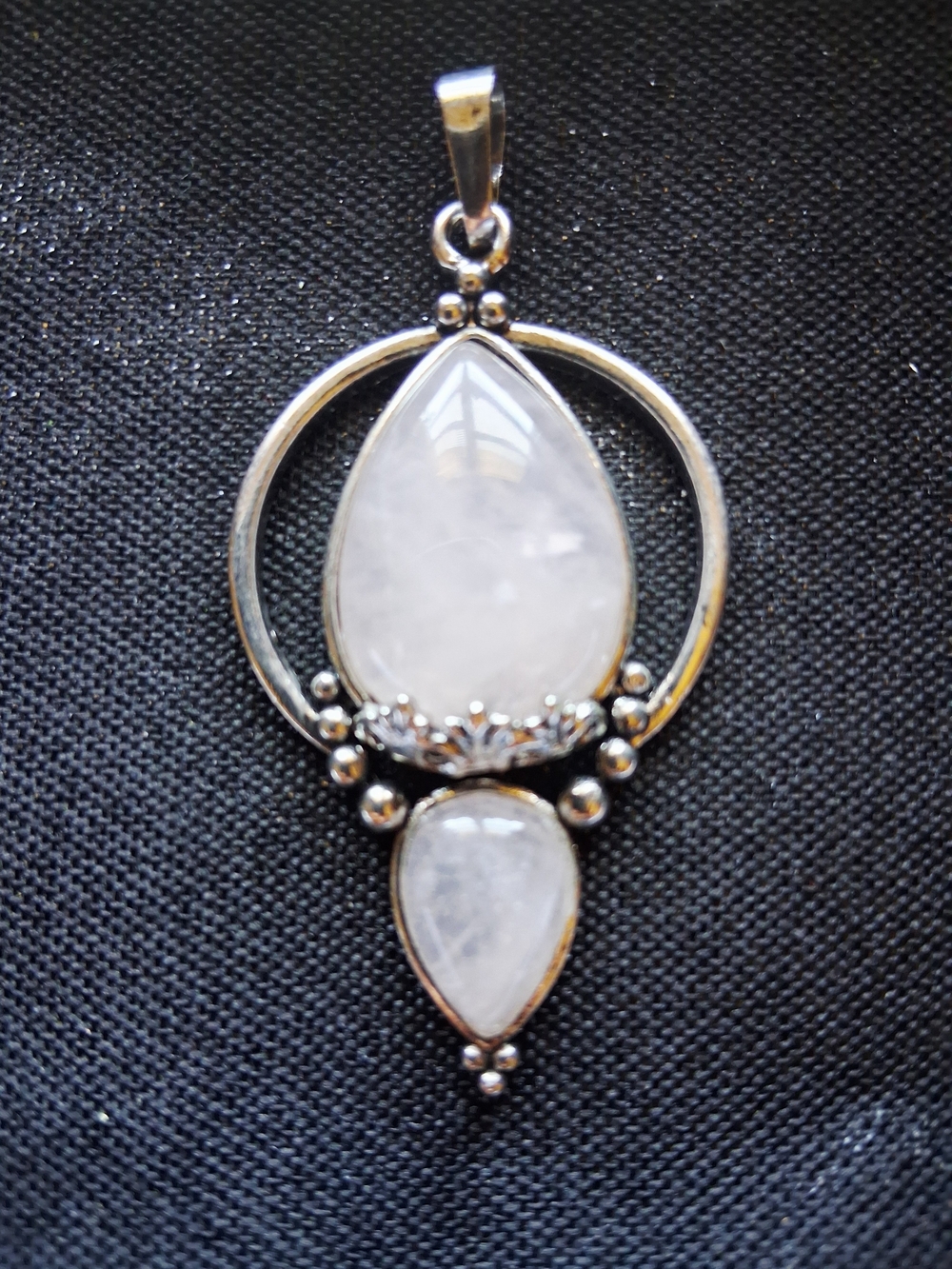 Teardrop Rose Quartz & Brass Pendant